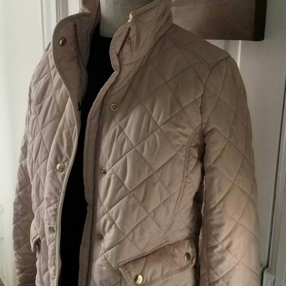 J CREW TAN QUILTED FIELD JACKET Size Small